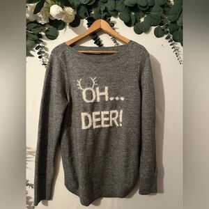 Ricki's Gray 'Oh Deer' Crew Neck Sweater